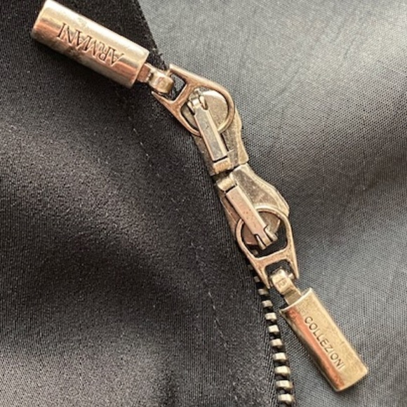 Armani Collezioni Y2K Vintage Jacket 2-Way Zipper Blouson Black Size 42R - Picture 8 of 16